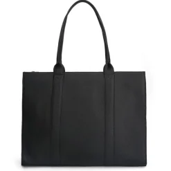 Manfield Zwarte leren shopper^ Shoppers