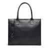 Manfield Zwarte leren shopper^ Shoppers