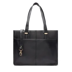 Manfield Zwarte leren shopper^ Shoppers