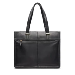 Manfield Zwarte leren shopper^ Shoppers