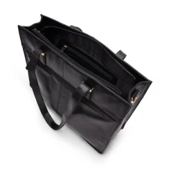 Manfield Zwarte leren shopper^ Shoppers