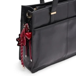 Manfield Zwarte leren shopper^ Shoppers