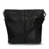 Manfield Zwarte leren shopper met crocoprint^ Handtassen