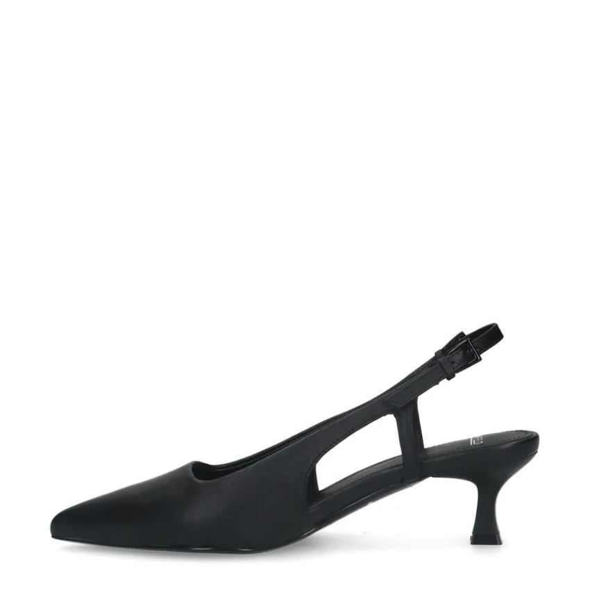 Manfield Zwarte leren slingback pumps^DAMES Pumps|Slingbacks