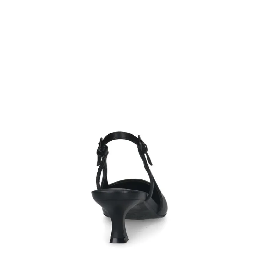 Manfield Zwarte leren slingback pumps^DAMES Pumps|Slingbacks