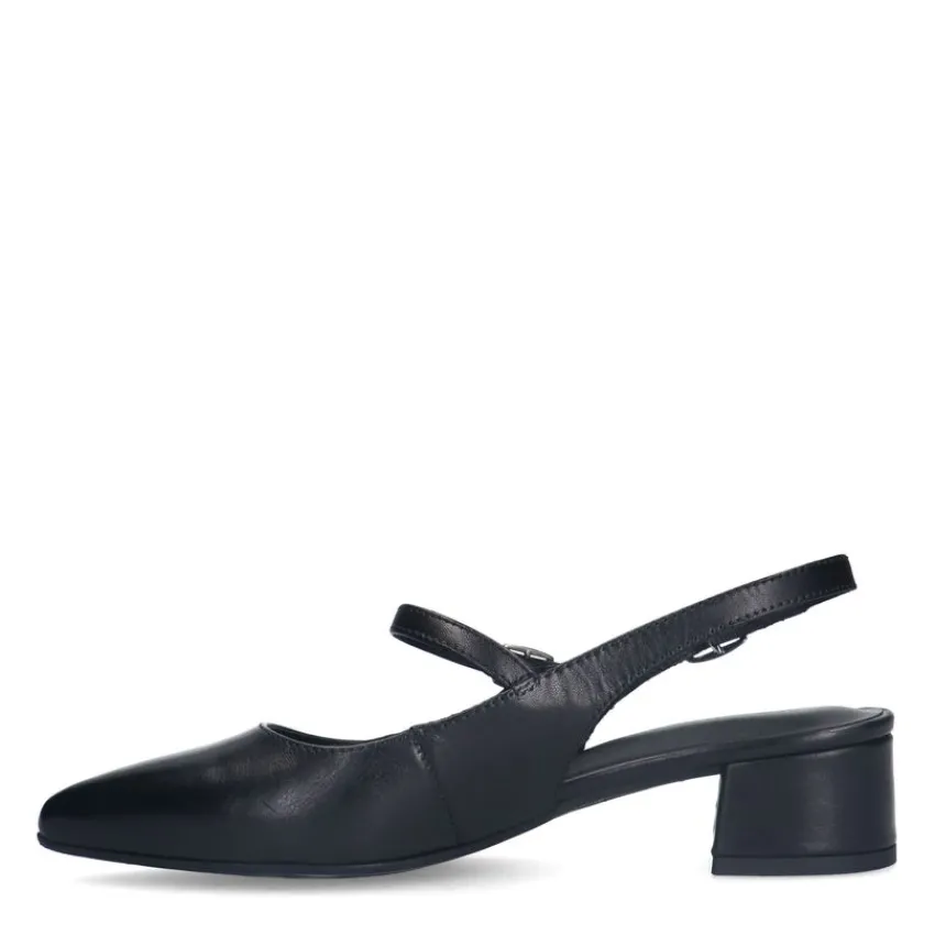 No Stress Zwarte leren slingbacks^DAMES Pumps|Slingbacks