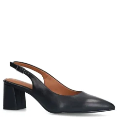 No Stress Zwarte leren slingbacks^DAMES Pumps|Slingbacks