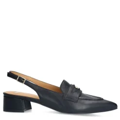 Manfield Zwarte leren slingbacks^DAMES Pumps|Slingbacks