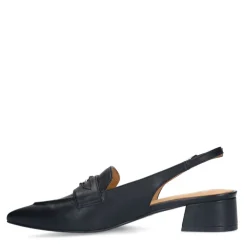 Manfield Zwarte leren slingbacks^DAMES Pumps|Slingbacks