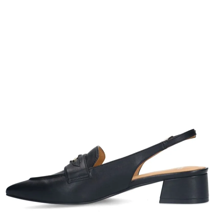 Manfield Zwarte leren slingbacks^DAMES Pumps|Slingbacks