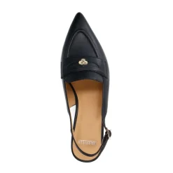 Manfield Zwarte leren slingbacks^DAMES Pumps|Slingbacks