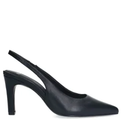 Manfield Zwarte leren slingbacks^DAMES Pumps|Slingbacks