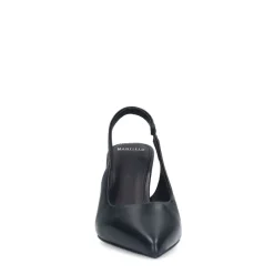 Manfield Zwarte leren slingbacks^DAMES Pumps|Slingbacks