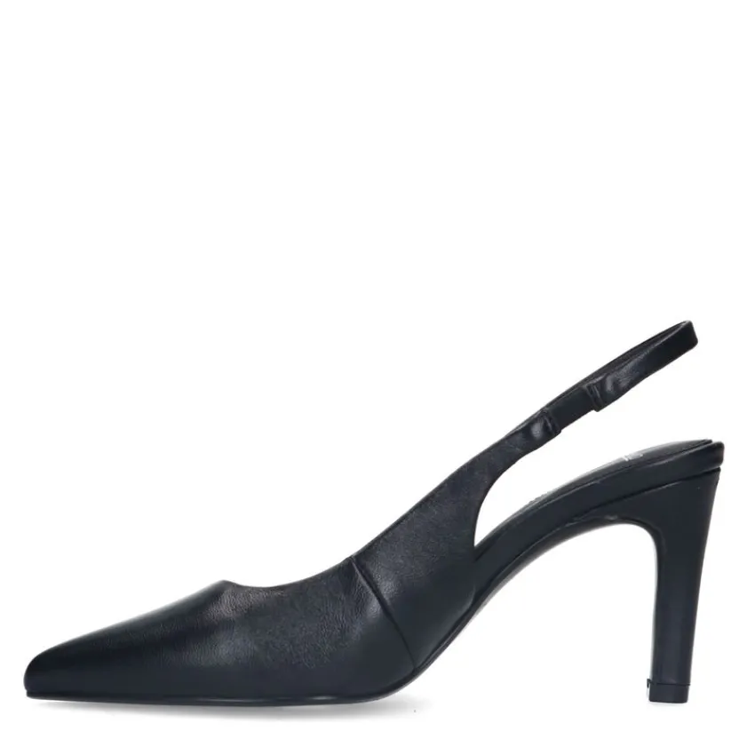 Manfield Zwarte leren slingbacks^DAMES Pumps|Slingbacks