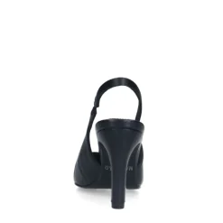 Manfield Zwarte leren slingbacks^DAMES Pumps|Slingbacks