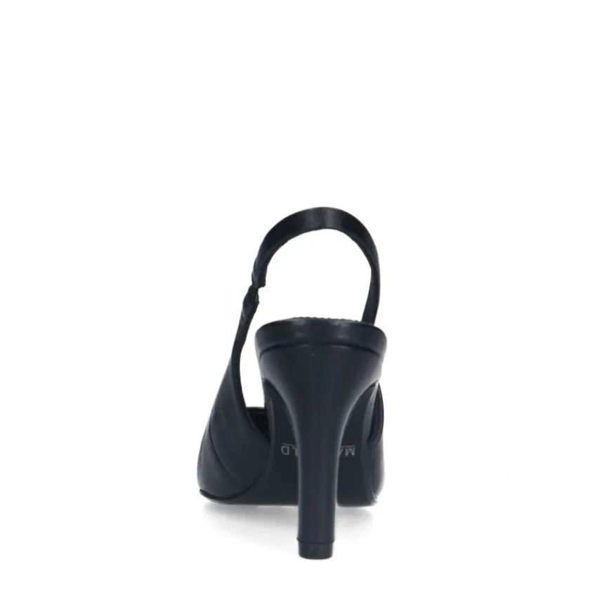 Manfield Zwarte leren slingbacks^DAMES Pumps|Slingbacks