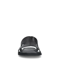 Manfield Zwarte leren slippers^Heren Slippers & Sandalen