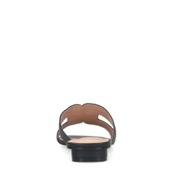 Manfield Zwarte leren slippers^DAMES Slippers