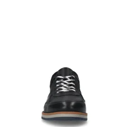 Manfield Zwarte leren sneakers^Heren Sneakers