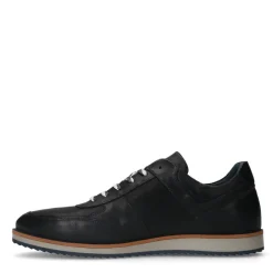 Manfield Zwarte leren sneakers^Heren Sneakers