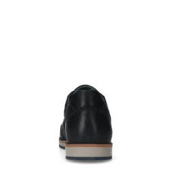 Manfield Zwarte leren sneakers^Heren Sneakers