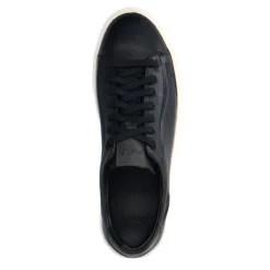 Manfield Zwarte leren sneakers^Heren Sneakers