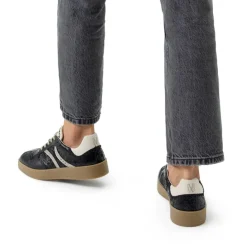 Manfield Zwarte leren sneakers^DAMES Sneakers