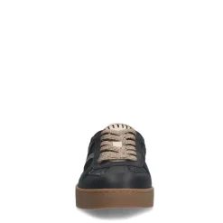 Manfield Zwarte leren sneakers^DAMES Sneakers