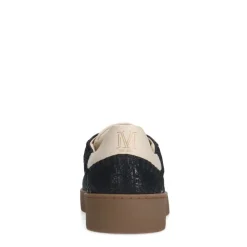 Manfield Zwarte leren sneakers^DAMES Sneakers