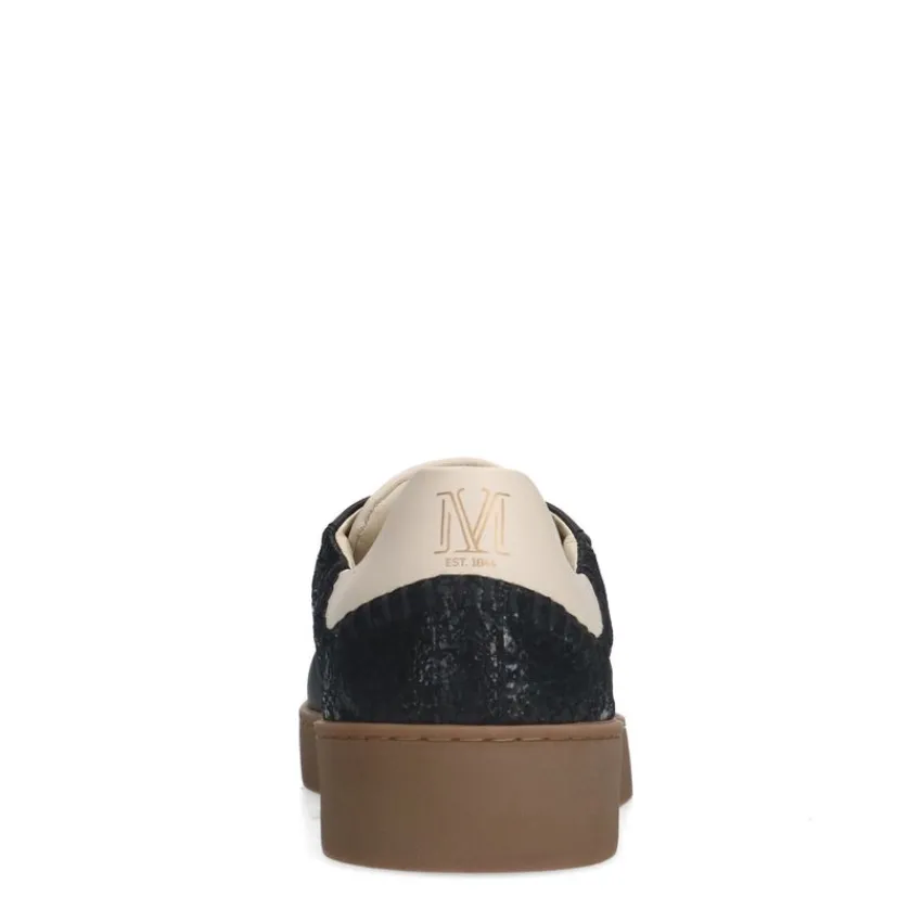 Manfield Zwarte leren sneakers^DAMES Sneakers