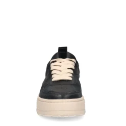 Manfield Zwarte leren sneakers^DAMES Sneakers