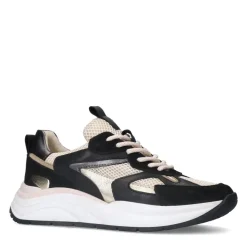 Manfield Zwarte leren sneakers^DAMES Sneakers