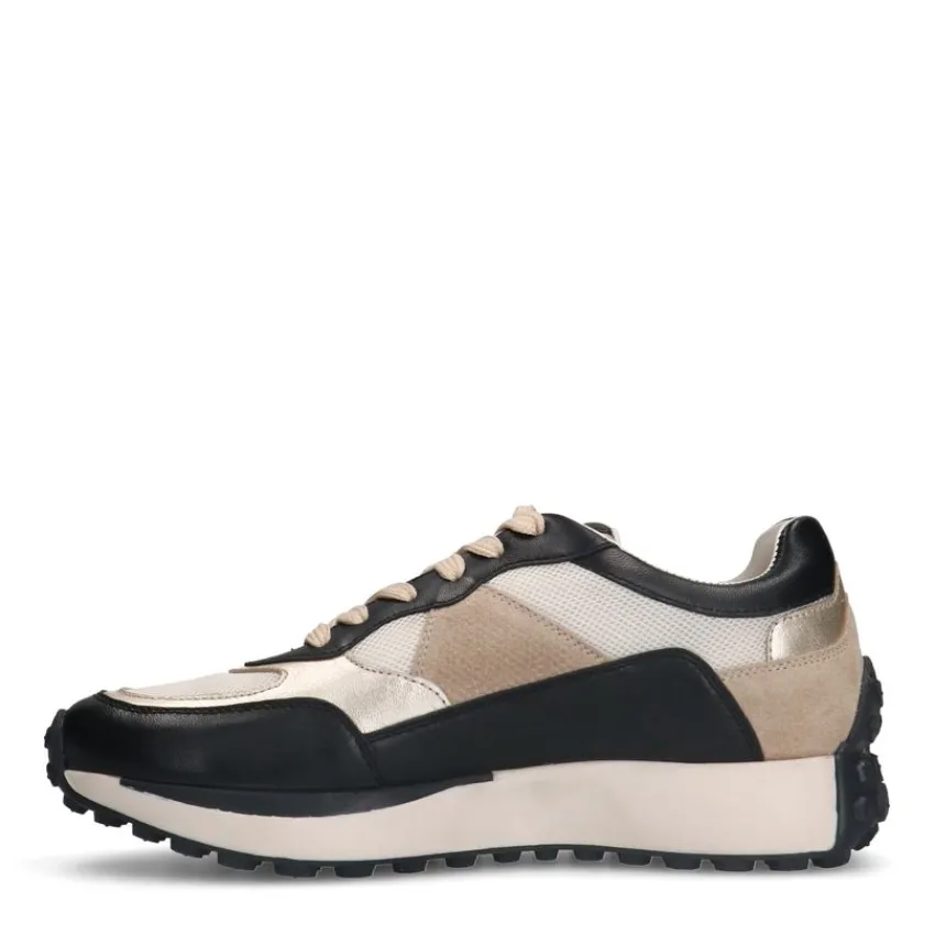 No Stress Zwarte leren sneakers^DAMES Sneakers