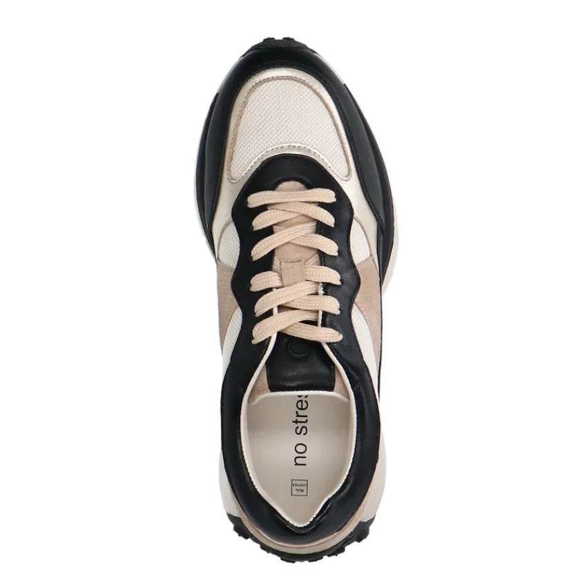 No Stress Zwarte leren sneakers^DAMES Sneakers