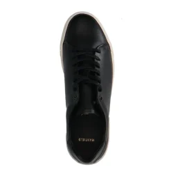 Manfield Zwarte leren sneakers^Heren Sneakers