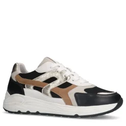 Manfield Zwarte leren sneakers^DAMES Sneakers