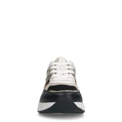 Manfield Zwarte leren sneakers^DAMES Sneakers
