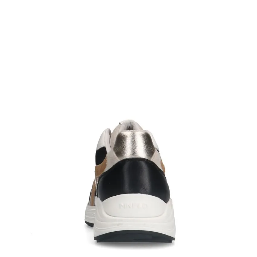 Manfield Zwarte leren sneakers^DAMES Sneakers