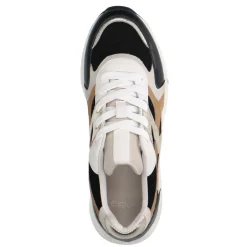 Manfield Zwarte leren sneakers^DAMES Sneakers