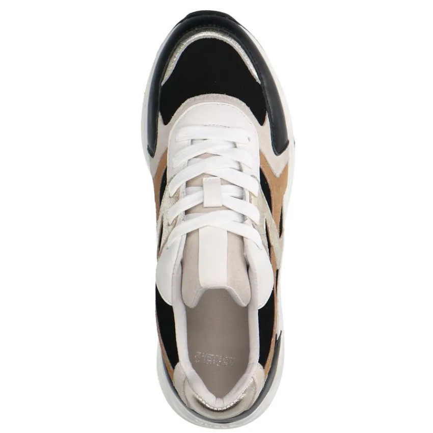 Manfield Zwarte leren sneakers^DAMES Sneakers