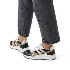 Manfield Zwarte leren sneakers^DAMES Sneakers