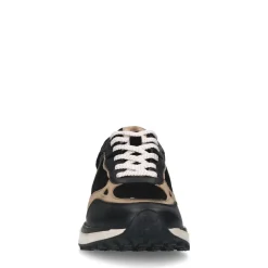 No Stress Zwarte leren sneakers met suède details^DAMES Sneakers