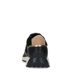 No Stress Zwarte leren sneakers met suède details^DAMES Sneakers