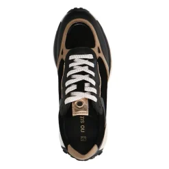 No Stress Zwarte leren sneakers met suède details^DAMES Sneakers