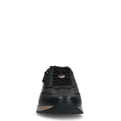 No Stress Zwarte leren sneakers met rits^DAMES Sneakers