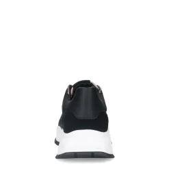 Manfield Zwarte leren sneakers met mesh details^DAMES Sneakers