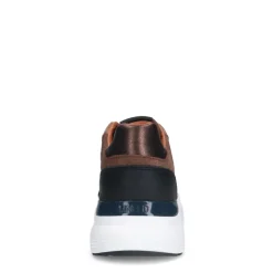 Manfield Zwarte leren sneakers met slangenprint^DAMES Sneakers