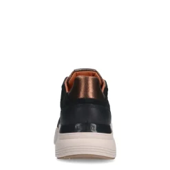 Manfield Zwarte leren sneakers met crocoprint^DAMES Sneakers