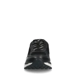 No Stress Zwarte leren sneakers met details^DAMES Sneakers