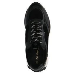 No Stress Zwarte leren sneakers met details^DAMES Sneakers